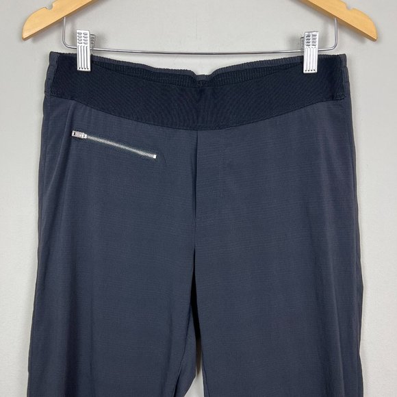 Athleta Pants Womens 10 Black Mod Trekkie Crop Zip Ankle Nylon Stretch Ripstop - Picture 2 of 13